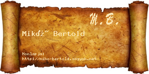 Mikó Bertold névjegykártya